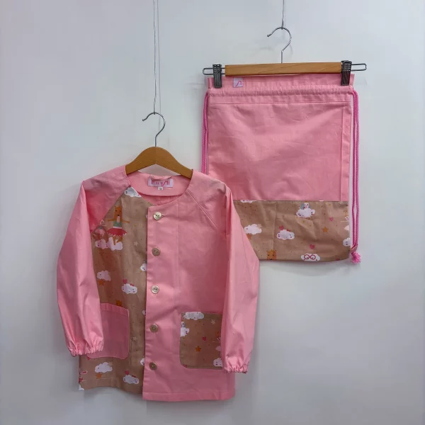 Set grembiulino con sacchetto spalla - orsa ballerina - rosa confetto - tg 110