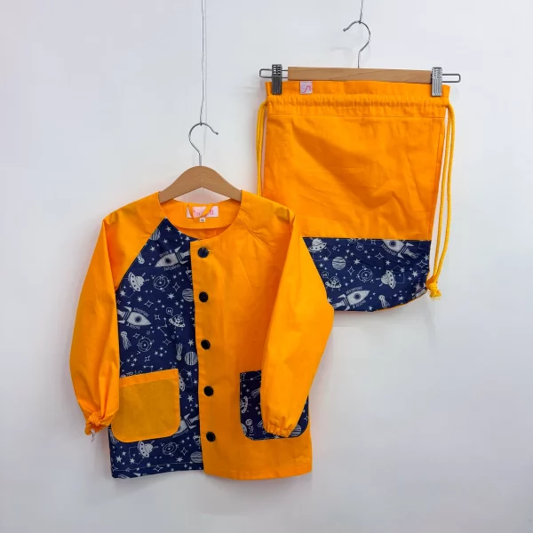 Set grembiulino con sacchetto spalla - spazio - giallo - tg 110